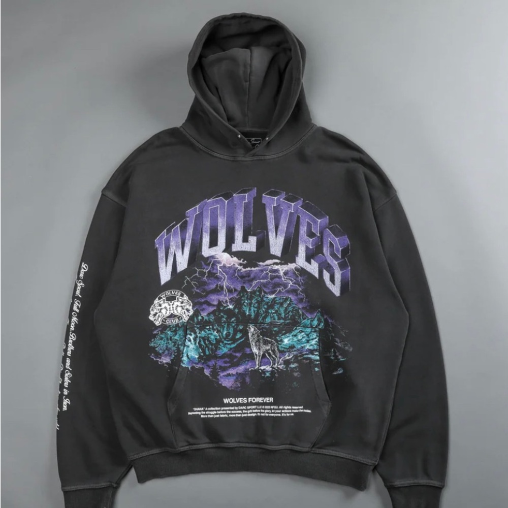 NWT Darc Sport 🐺 Ohana purple grey hoodie XS unisex 💪